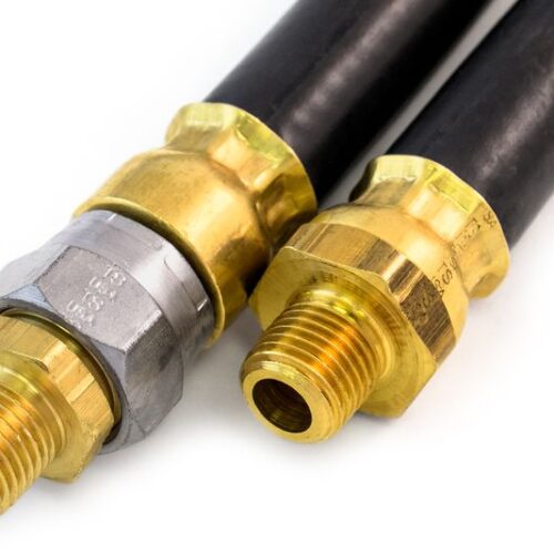 3/8″ Adapter Style Hose Assembly, 46″, 1/4″ Fixed 1/4″ Swivel, Black