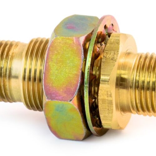 Bulkhead Fitting, Brass, 2-7/8″, .55″ x 1.460″ Steel Nut