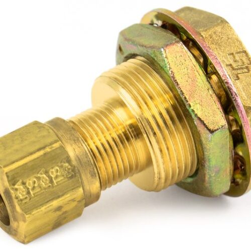 Bulkhead Fitting, Brass, 1-3/4″, .23″ x 1.125″ Zinc Nut, Carton Pack