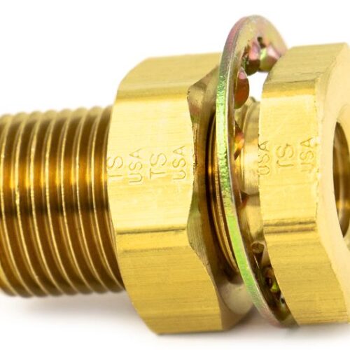 Bulkhead Fitting, Brass, 1-1/2″, .37″ x 1.1″ Brass Nut, Carton Pack