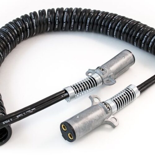 Horizontal Dual Pole Liftgate Cable, 15ft Coiled, 12″ Leads, 4 GA