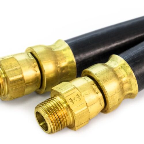 1/2″ Permanent Swivel Hose Assembly, 18″, 3/8″ Swivels x2, Black