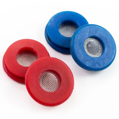 Polyurethane Gladhand Seal w/Built-In Filter, 4 Pack (2 Red, 2 Blue)