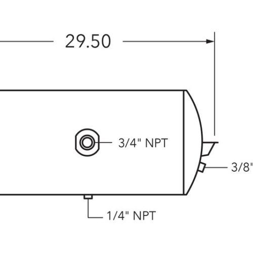 Air Tank, 12″ Diameter, 3/4″ Main Port, 3/8″ End Port,12.34 Gal