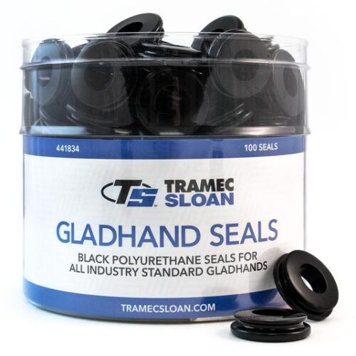 Gladhand Seal Retail Bucket Display, Black Poly Seals