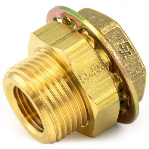 Bulkhead Fitting, Brass, 1-5/16″, .38″ x 1.25″ Brass Nut