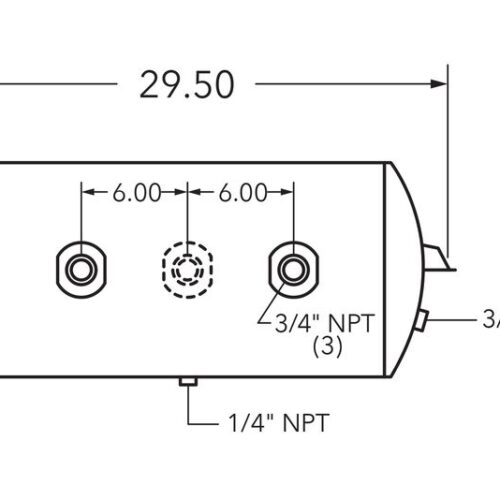 Air Tank, 12″ Diameter, 3/4″ (3) Main Port, 3/8″ End Port, 12.34 Gal