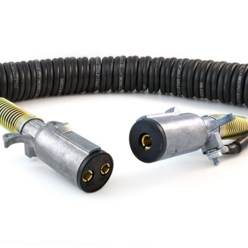 Dual Pole/Single Pole Liftgate Cable, 15ft Coiled, w/ 12″ Leads, 4 GA