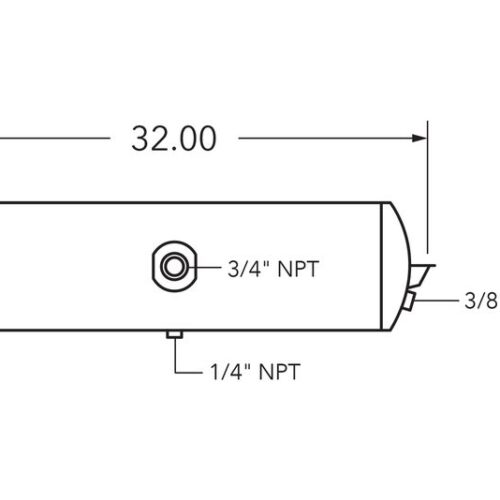 Air Tank, 8″ Diameter, 3/4″ Main Port, 3/8″ End Port, Skid