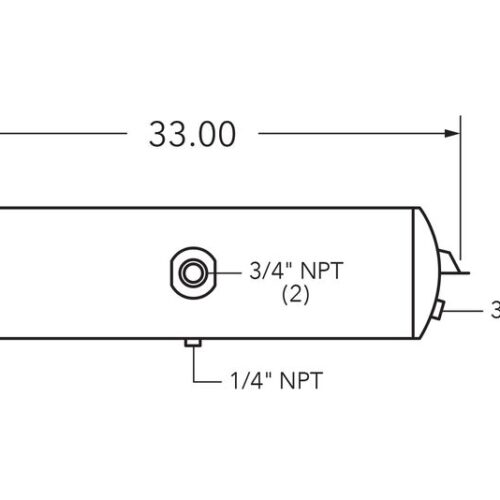 Air Tank, 8″ Diameter, 3/4″ (2) Main Port, 3/8″ End Port