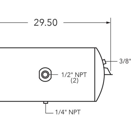 Air Tank, 12″ Diameter, 1/2″ Main Port, 3/8″ End Port, 12.34 Gal