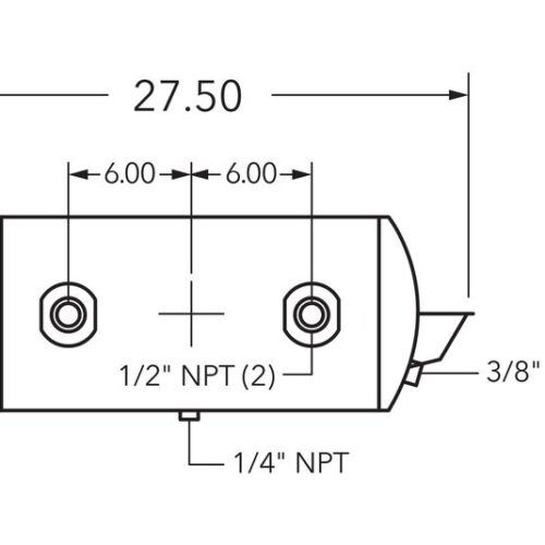 Air Tank, 9.5″ Diameter, 1/2″ (2) Main Port, 3/8″ End Port