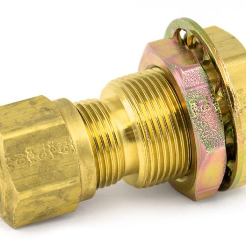 Bulkhead Fitting, Brass, 1-5/16″, .25″ x 1.125″ Steel Nut