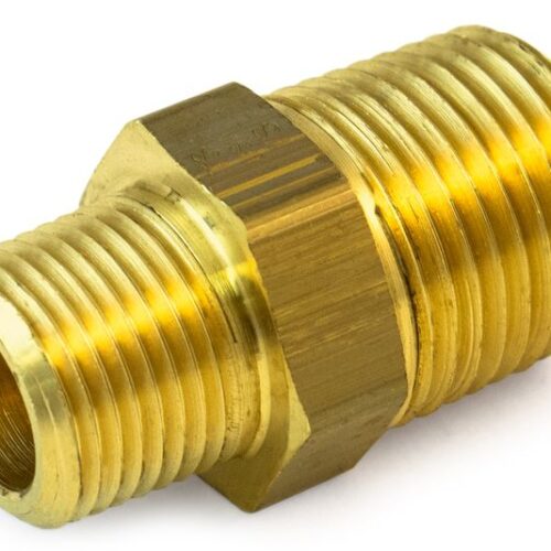 Brass Hex Nipples, 1/2″ x 3/8″, Carton Pack