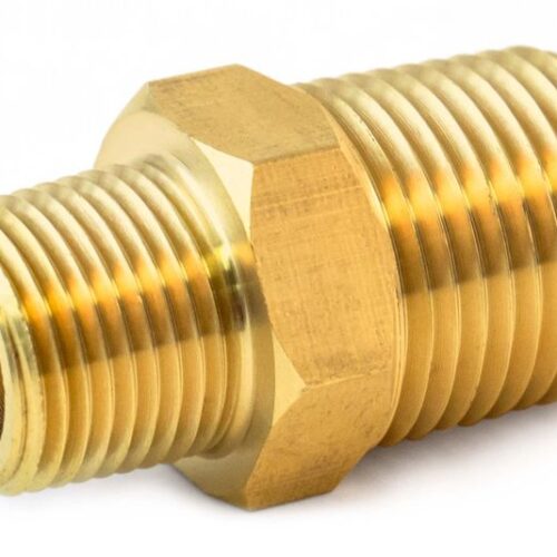 Brass Hex Nipples, Light Pattern, 1/2″ x 3/8″