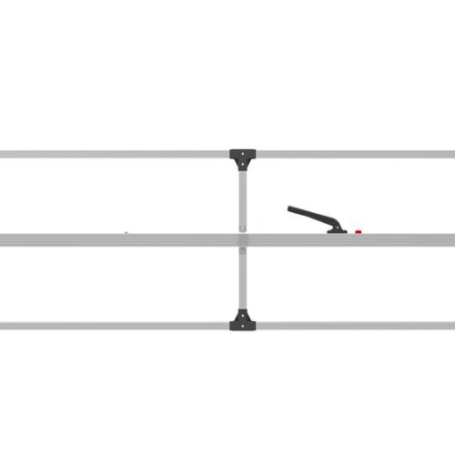 SL-30 Cargo Bar, 84″-114″, Fixed Foot and F-track Ends, Attached 3 Crossmember Hoop, Mill Aluminum