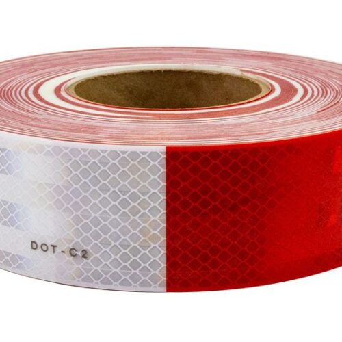 DOT-C2 Reflective Tape, 150′ Roll, 6″ red x 6″ white pattern